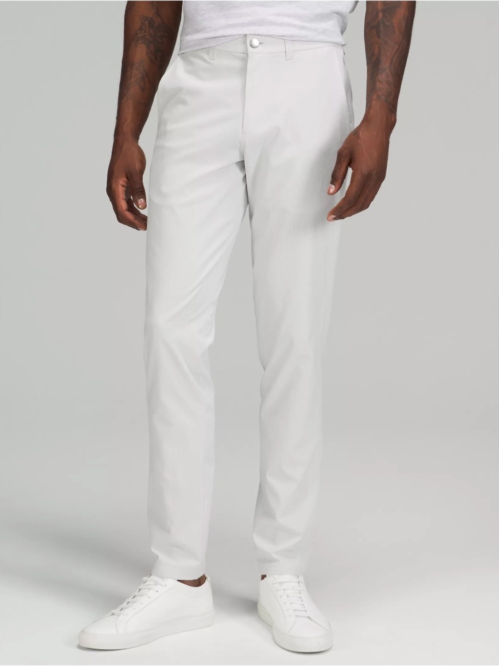 Lululemon Men’s Commission Slim Fit Woven Air White Grey Vapor Pant - Size 31x32